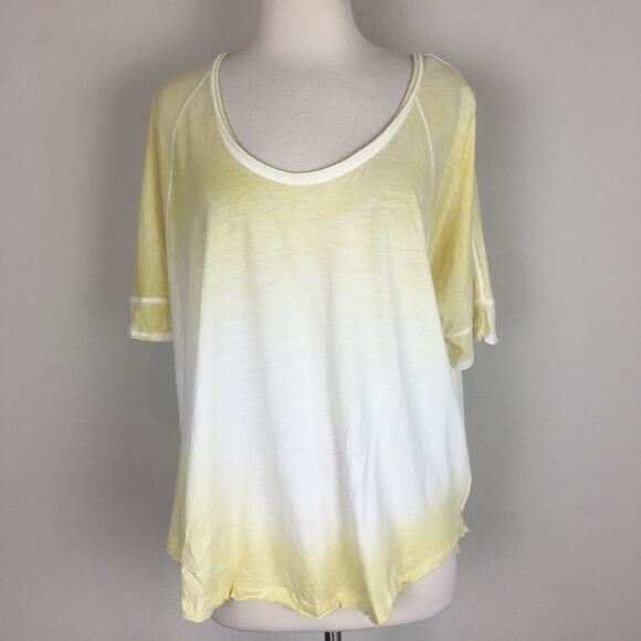 We the Free Yellow White Dip Dye Boxy Short Sleeve Tee Medium - Picture 2 of 7